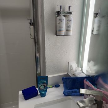 Hampton Inn & Suites Austin South/Buda - How does a wheelchair bound person get soap? The dispenser is at about 5 feet from the floor? - Hotels Near Me - Buda, Texas