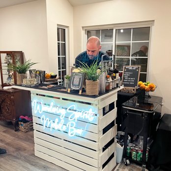 Wandering Spirits Mobile Bar - Mobile bar setup with cute decor and all the needed accessories - Bartenders Near Me Wandering Spirits Mobile Bar - Mobile bar setup with cute decor and all the needed accessories - Bartenders Near Me