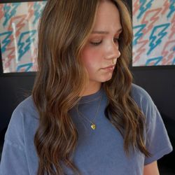 Lightning Hair Lounge - Soft caramel tone at Lightning Hair Lounge in Saxonburg adds warmth, depth, and dimension for a seamless, natural look.