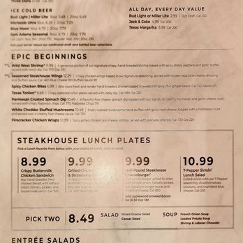 LongHorn Steakhouse - Lunch menu 1/2. - Steakhouses Near Me - Chantilly, Virginia LongHorn Steakhouse - Lunch menu 1/2. - Steakhouses Near Me - Chantilly, Virginia