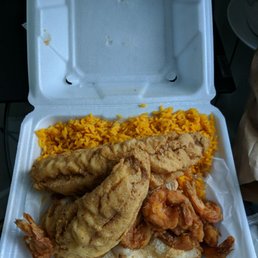 Combo No. 2: Red snapper, shrimp, and yellow rice. Combo No. 2: Red snapper, shrimp, and yellow rice.
