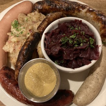 Bavarian Grill - Sausage platter with red cabbage. - German Near Me - Plano, Texas Bavarian Grill - Sausage platter with red cabbage. - German Near Me - Plano, Texas