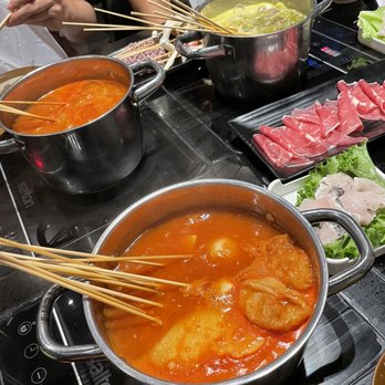 Ye Skewers Hot Pot - Tomato soup base - Hot Pot Near Me - Toronto, Ontario Ye Skewers Hot Pot - Tomato soup base - Hot Pot Near Me - Toronto, Ontario