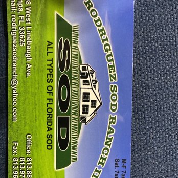 Rodriguez Sod - a business card with a picture of a house - Gardeners Near Me - Tampa, Florida Rodriguez Sod - a business card with a picture of a house - Gardeners Near Me - Tampa, Florida