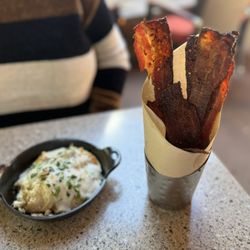 Lazy Dog Restaurant & Bar - Biscuit Gravy, Bacon Candy