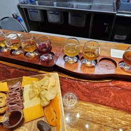 Mead flight and charcuterie board