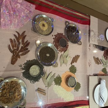 Spice Mantra - Table display of the spices they use - Indian Near Me - New York, New York Spice Mantra - Table display of the spices they use - Indian Near Me - New York, New York
