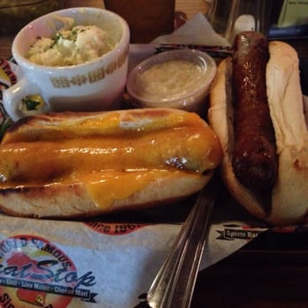 Brat Stop - cheddar brat and traditional brat. Cole slaw. American potato salad. - Bars Near Me - Kenosha, Wisconsin
