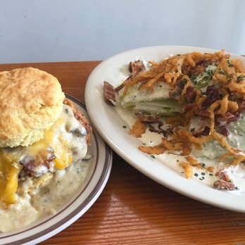 Pine State Biscuits - Chicken and bacon with mushroom sauce and the wedge salad - Breakfast & Brunch Near Me - Portland, Oregon Pine State Biscuits - Chicken and bacon with mushroom sauce and the wedge salad - Breakfast & Brunch Near Me - Portland, Oregon