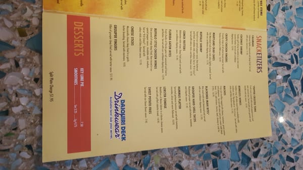 Menu photo 8 Daiquiri Deck St. Armands Circle Sarasota, FL
