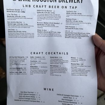 Lake Houston Brewery - Menu as of March 2025 - Breweries Near Me - Huffman, Texas Lake Houston Brewery - Menu as of March 2025 - Breweries Near Me - Huffman, Texas
