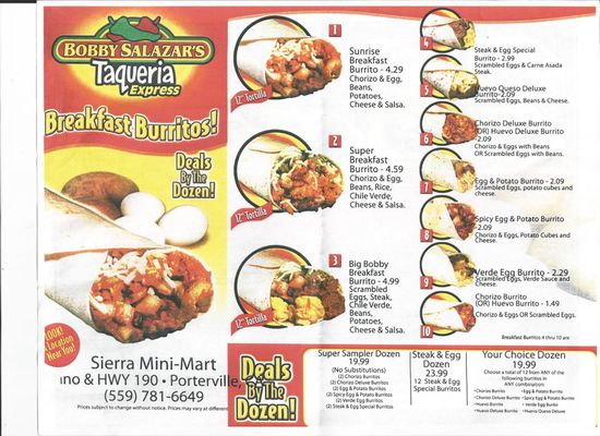 Menu photo 2 Bobby Salazar's Express Porterville, CA Menu photo 2 Bobby Salazar's Express Porterville, CA