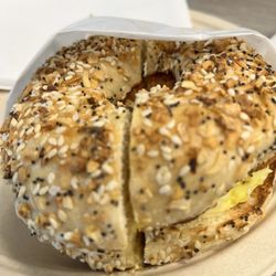 Western Bagel - With egg, bacon, cheese, hash browns