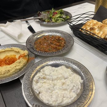 Efendi Restaurant - Bayview - Mix appetizers (humus, baba ganoush, acili ezme) - Turkish Near Me - Markham, Ontario