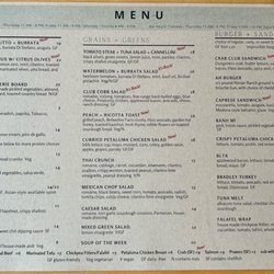 Alpine Hills Tennis & Swimming Club - Dining menu as of July 2023