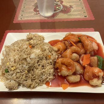Dragon Valley - Lunch special sweet and sour shrimp with fried rice - Chinese Near Me - Napa, California