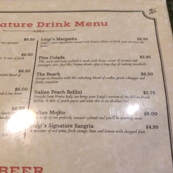 Luigi's Bistro - Part of the drink menu - Italian Near Me - Newcastle, Oklahoma Luigi's Bistro - Part of the drink menu - Italian Near Me - Newcastle, Oklahoma