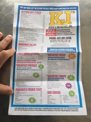 Menu photo 1 KJ's Heros & Breakfast Amityville, NY