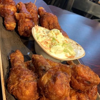 Bonchon Central Park - Fried Chicken Drumsticks half and half with spicy and soy garlic - Korean Near Me - Denver, Colorado