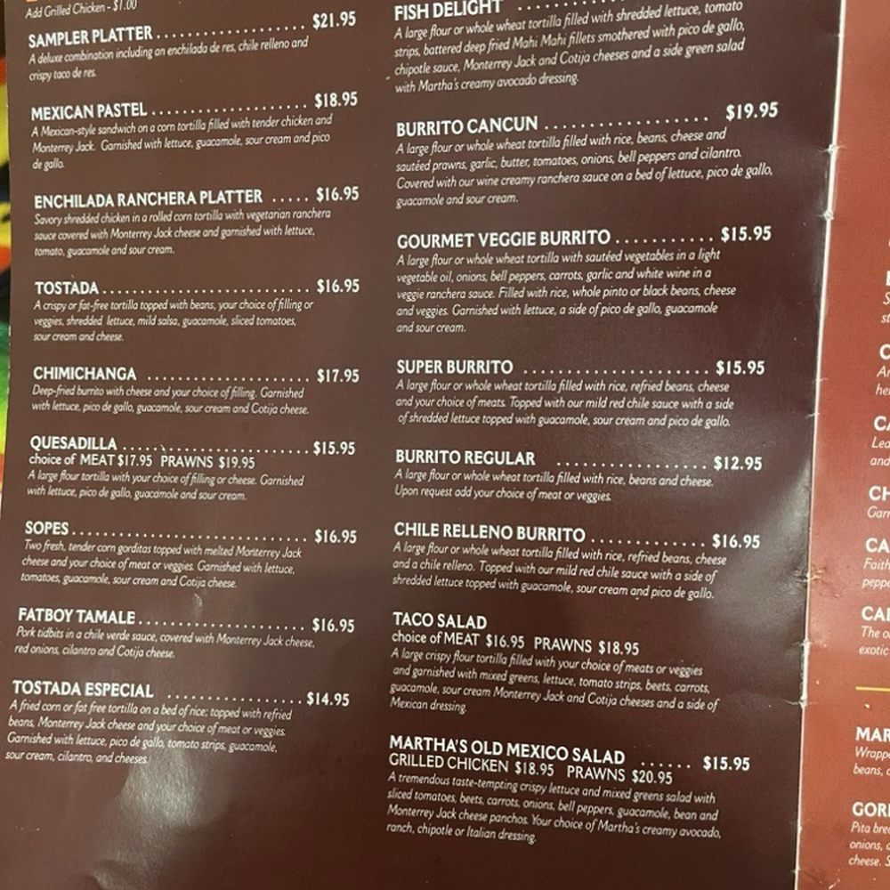 Martha's Old Mexico - Menu July 2025 - Mexican Near Me - Sebastopol, California Martha's Old Mexico - Menu July 2025 - Mexican Near Me - Sebastopol, California