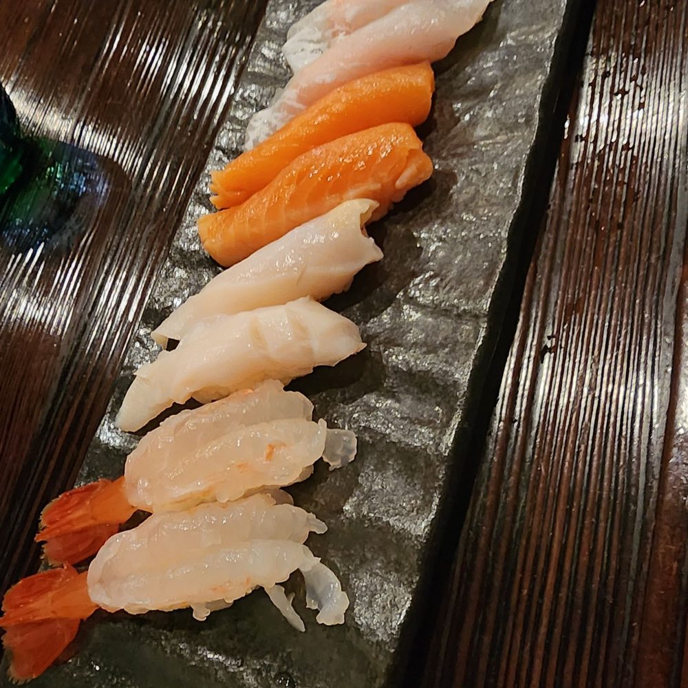 Soregashi - Bottom to top: ama ebi, mirugai, coho, madai - Japanese Near Me - Los Angeles, California