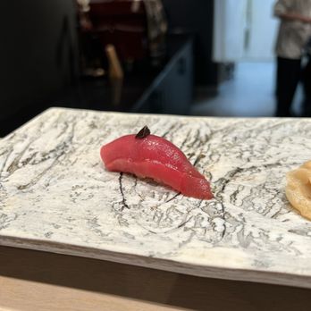 Sushi Mahana - Chutoro / med fatty blue fin tuna with garlic - Sushi Bars Near Me - North Vancouver, British Columbia Sushi Mahana - Chutoro / med fatty blue fin tuna with garlic - Sushi Bars Near Me - North Vancouver, British Columbia