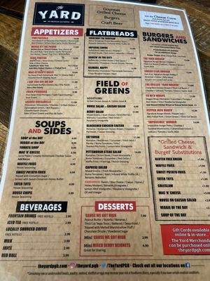 Menu photo 2 The Yard Pittsburgh, PA