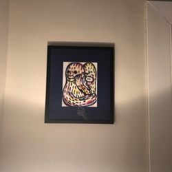 Navy colored matte, gallery glass, black frame