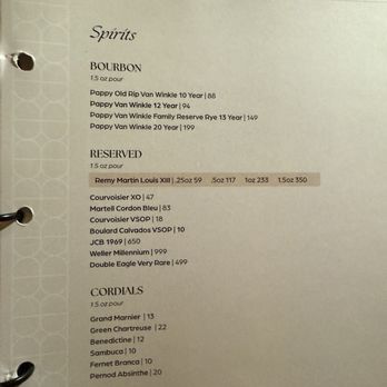 Fieldings Steak - Bourbon menu 7.25 - Steakhouses Near Me - Houston, Texas
