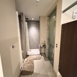 The steam room was awesome. There are also two shower stalls in the women's area.