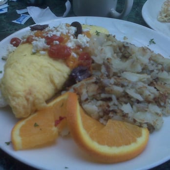 Plums Cafe - Spinach and Feta Omelette - Breakfast & Brunch Near Me - Costa Mesa, California