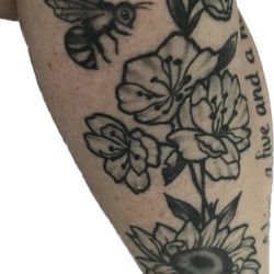 The Constable Tattoo Parlor - Initial tattoo (super dark, bee that looks like a wasp, random sticks) January 2022