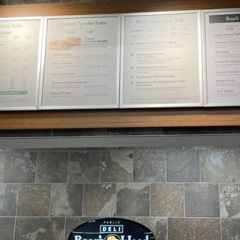 Publix - menus on the wall above the counter - Grocery Near Me - Bonaire, Georgia