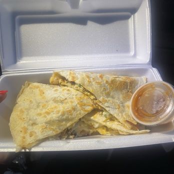Tacos Los Huevones - Breakfast quesadilla bomb! - Food Trucks Near Me - Parker, Colorado