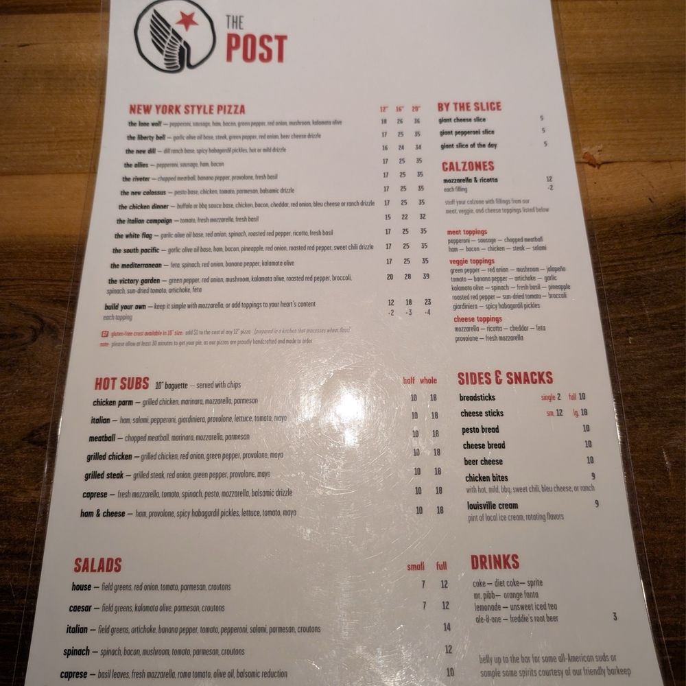 The Post - Menu - Pizza Near Me - Louisville, Kentucky The Post - Menu - Pizza Near Me - Louisville, Kentucky