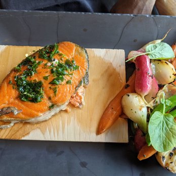 Goldfinch Tavern - Cedar plank king salmon - Seafood Near Me - Seattle, Washington Goldfinch Tavern - Cedar plank king salmon - Seafood Near Me - Seattle, Washington