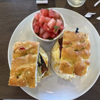 Red Maple - Red maple breakfast sandwich with lime mint watermelon - Cafes Near Me - Los Angeles, California