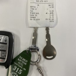 Key, receipt Key, receipt