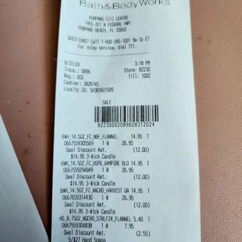 Bath & Body Works - Our receipt - Cosmetics & Beauty Supply Near Me - Pompano Beach, Florida