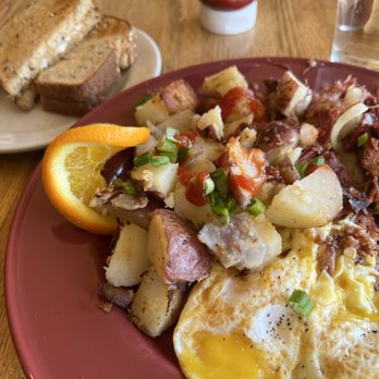 SB Sunshine Cafe - Corned Beef, home style potatoes and Eggs, tasty buttered wheat toast. - Breakfast & Brunch Near Me - Goleta, California SB Sunshine Cafe - Corned Beef, home style potatoes and Eggs, tasty buttered wheat toast. - Breakfast & Brunch Near Me - Goleta, California