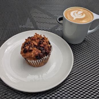 Great Dane Coffee - Banana Chocolate Chip Muffin & Lavender Latte - Cafes Near Me - Vancouver, British Columbia