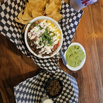 Tacovore - Black bean chilli with extras with a side of Guacamole. - Mexican Near Me - Eugene, Oregon
