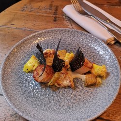 Balans Soho Society - Seared Scallops with a trio of cauliflower, togarashi & burnt orange from our new Small Plate menu.