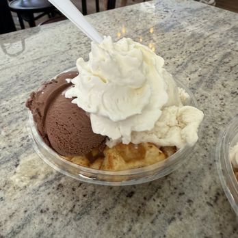 Carmella's - Chocolate and vanilla waffle sundae - Desserts Near Me - Charleston, South Carolina Carmella's - Chocolate and vanilla waffle sundae - Desserts Near Me - Charleston, South Carolina