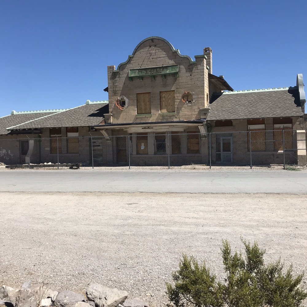 Rhyolite Ghost Town - Train Depot Intact But Closed - Landmarks & Historical Buildings Near Me - Beatty, Nevada Rhyolite Ghost Town - Train Depot Intact But Closed - Landmarks & Historical Buildings Near Me - Beatty, Nevada