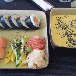 Koku Sushi - Second experience: Kyoto Lunch set (left, 20 zł) and Coconut Soup with Prawns (right, 13 zł) - another great dining experience!