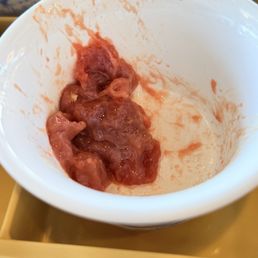 Mysterious meat. Foamy and pink jelly like substance. Mysterious meat. Foamy and pink jelly like substance.