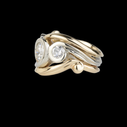 Waylon Rhoads Jewelry - 14k Two Tone Wave of Diamonds Ring