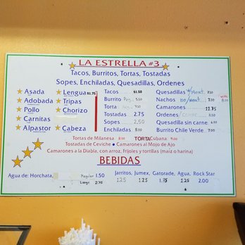 Tacos La Estrella - No takeout menus so I thought I would share... - Mexican Near Me - Forest Grove, Oregon