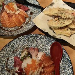 fish bowl and assorted tempura fish bowl and assorted tempura
